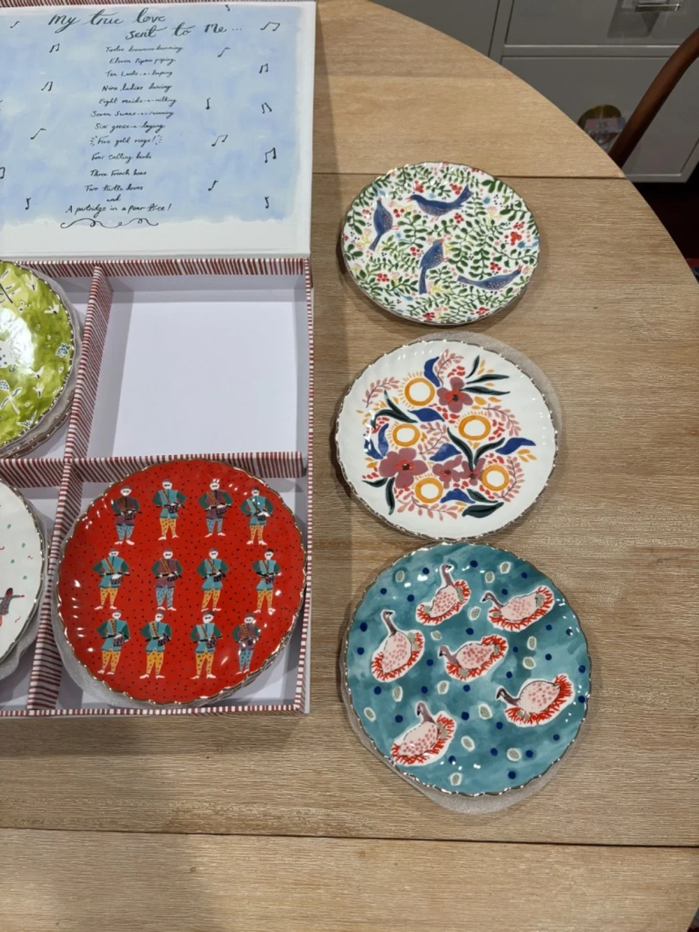 MINT New Anthropologie 12 Days of Christmas Canape Plate Set of 12 In Box 2018